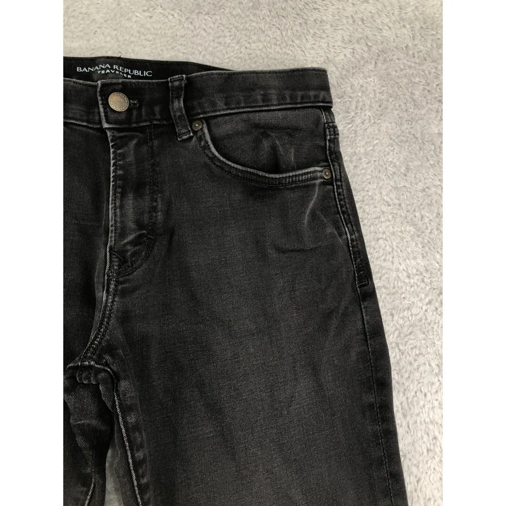 Banana Republic Jeans Mens 32x30 (Tag 31x30) Black Traveler Slim Fit